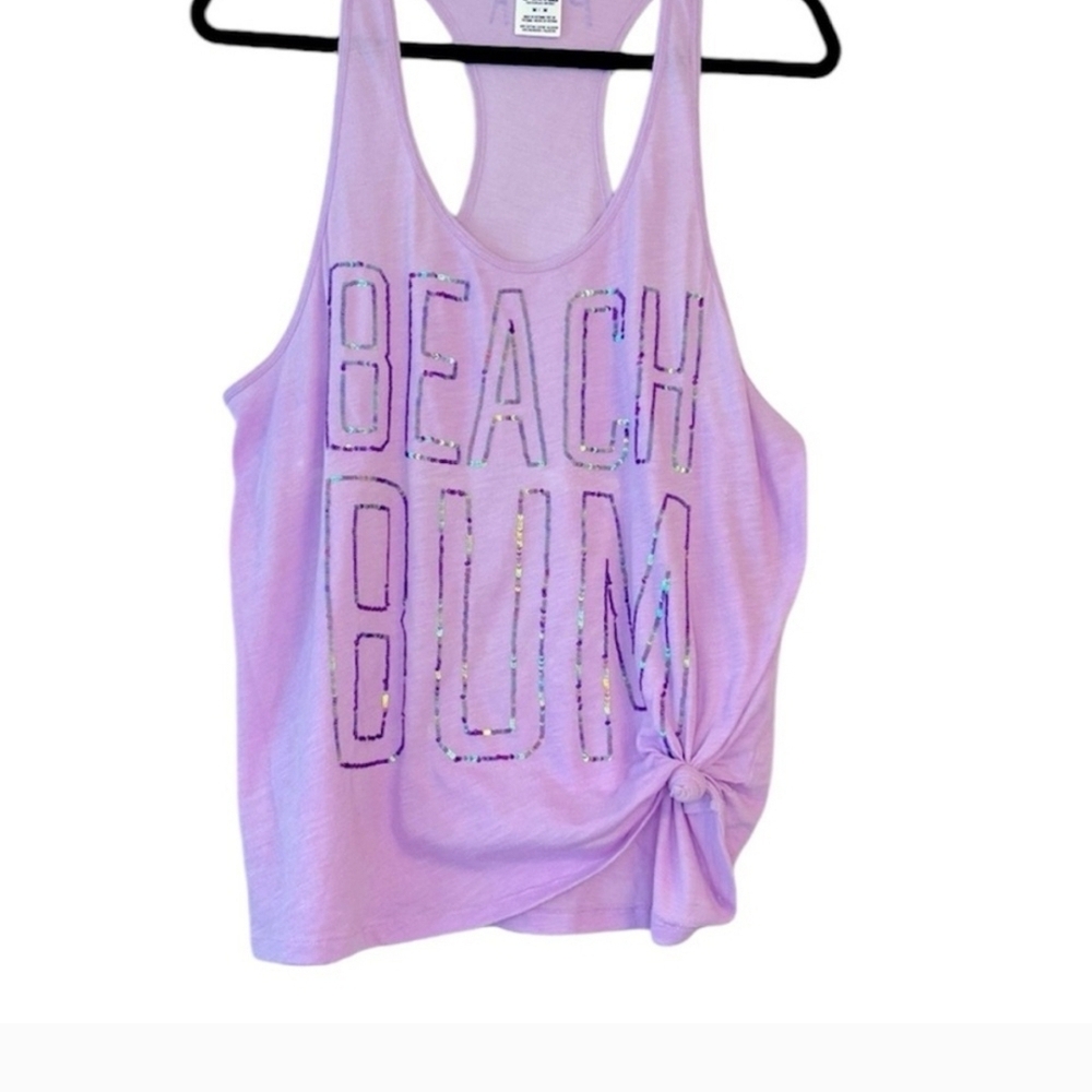 Great Condition! Victoria's Secret Pink Medium Sequin Purple Beach Bum Tank Top